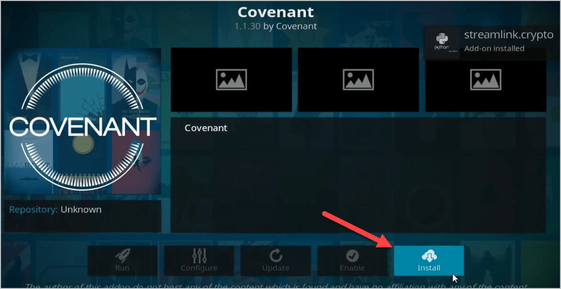 Click Install Covenant